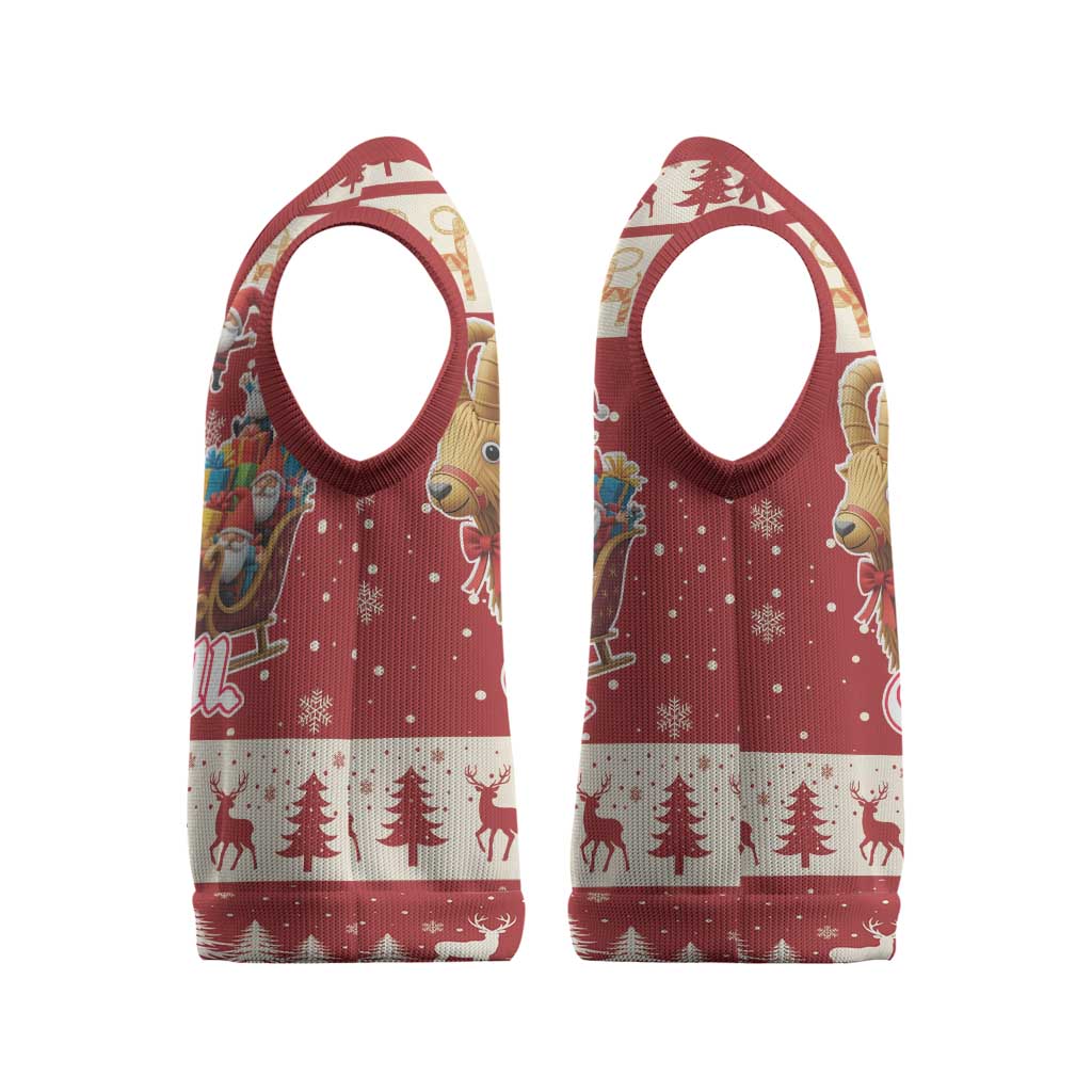Sweden Christmas Knitted V-Neck Vest God Jul Nordic Julbock - Wonder Print Shop