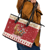 Sweden Christmas Leather Tote Bag God Jul Nordic Julbock - Wonder Print Shop
