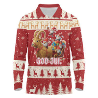 Sweden Christmas Long Sleeve Polo Shirt God Jul Nordic Julbock - Wonder Print Shop