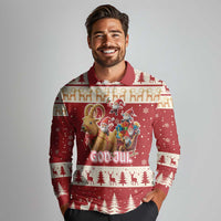 Sweden Christmas Long Sleeve Polo Shirt God Jul Nordic Julbock - Wonder Print Shop