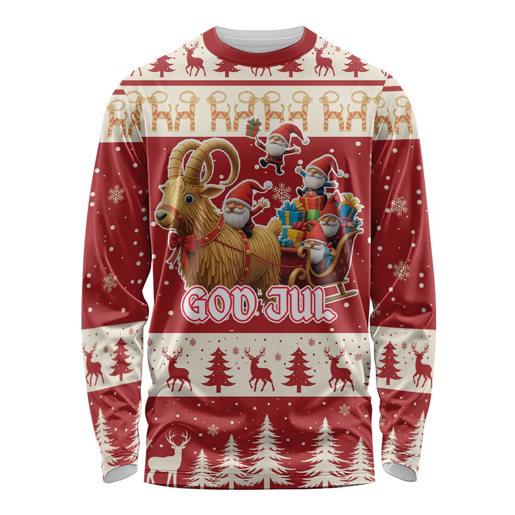 Sweden Christmas Long Sleeve Shirt God Jul Nordic Julbock - Wonder Print Shop