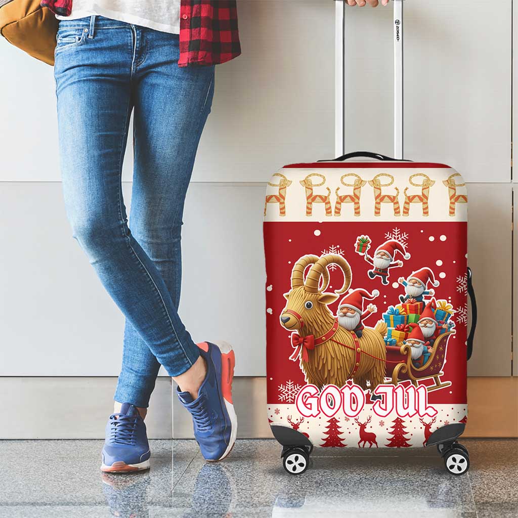 Sweden Christmas Luggage Cover God Jul Nordic Julbock - Wonder Print Shop