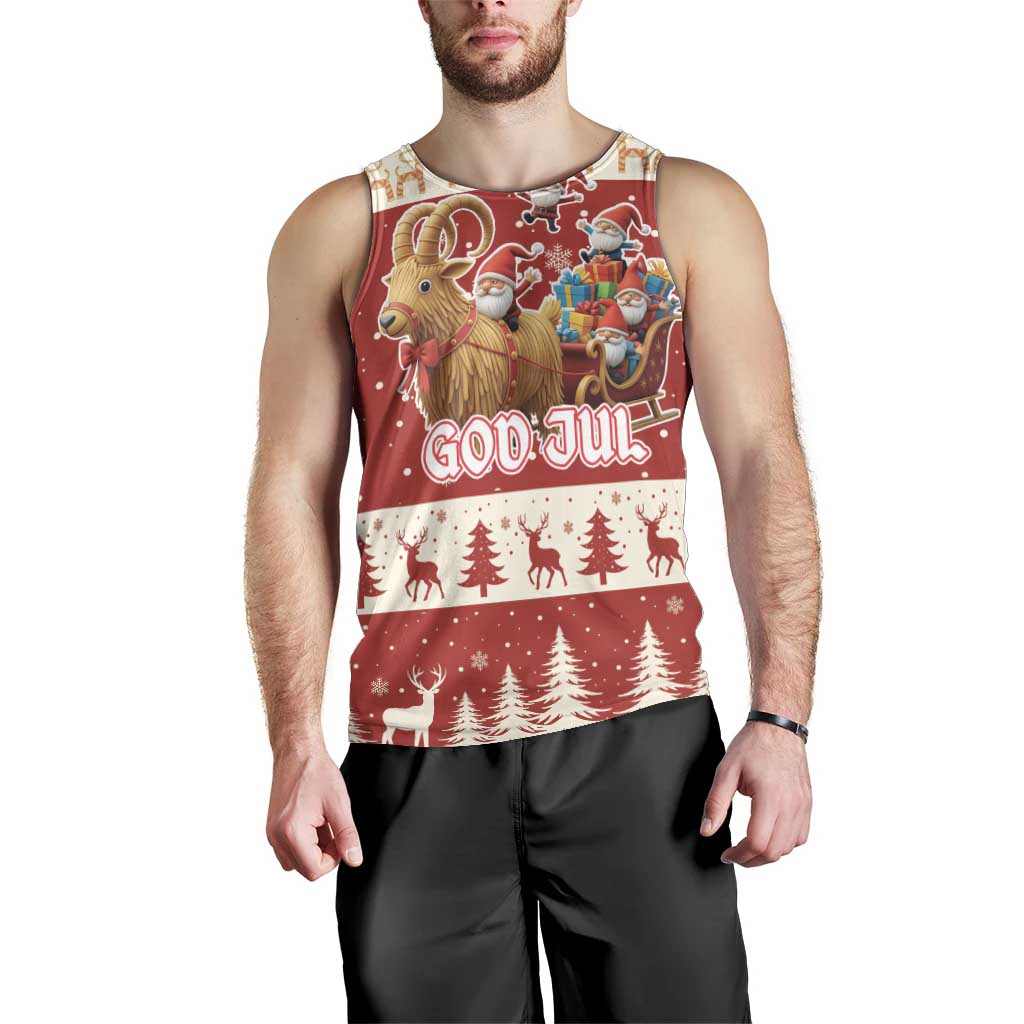 Sweden Christmas Men Tank Top God Jul Nordic Julbock - Wonder Print Shop