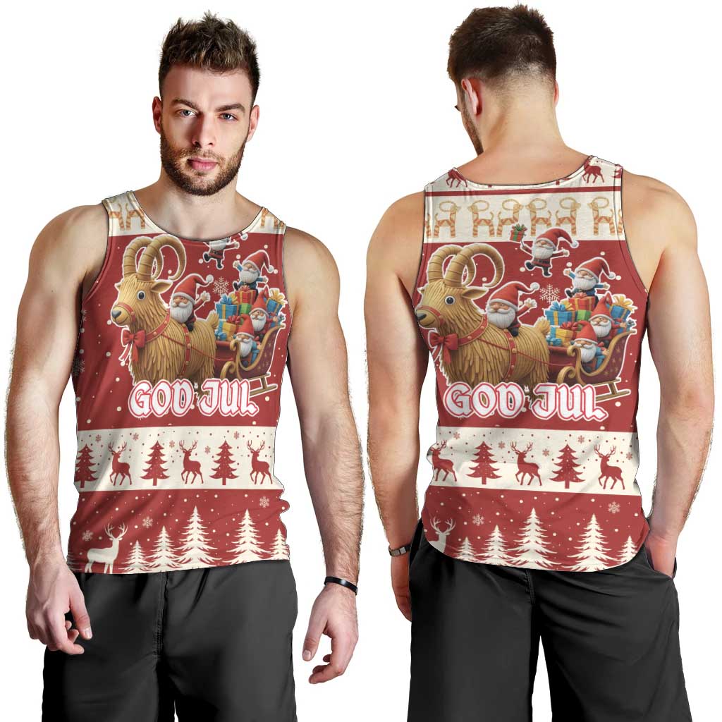 Sweden Christmas Men Tank Top God Jul Nordic Julbock - Wonder Print Shop