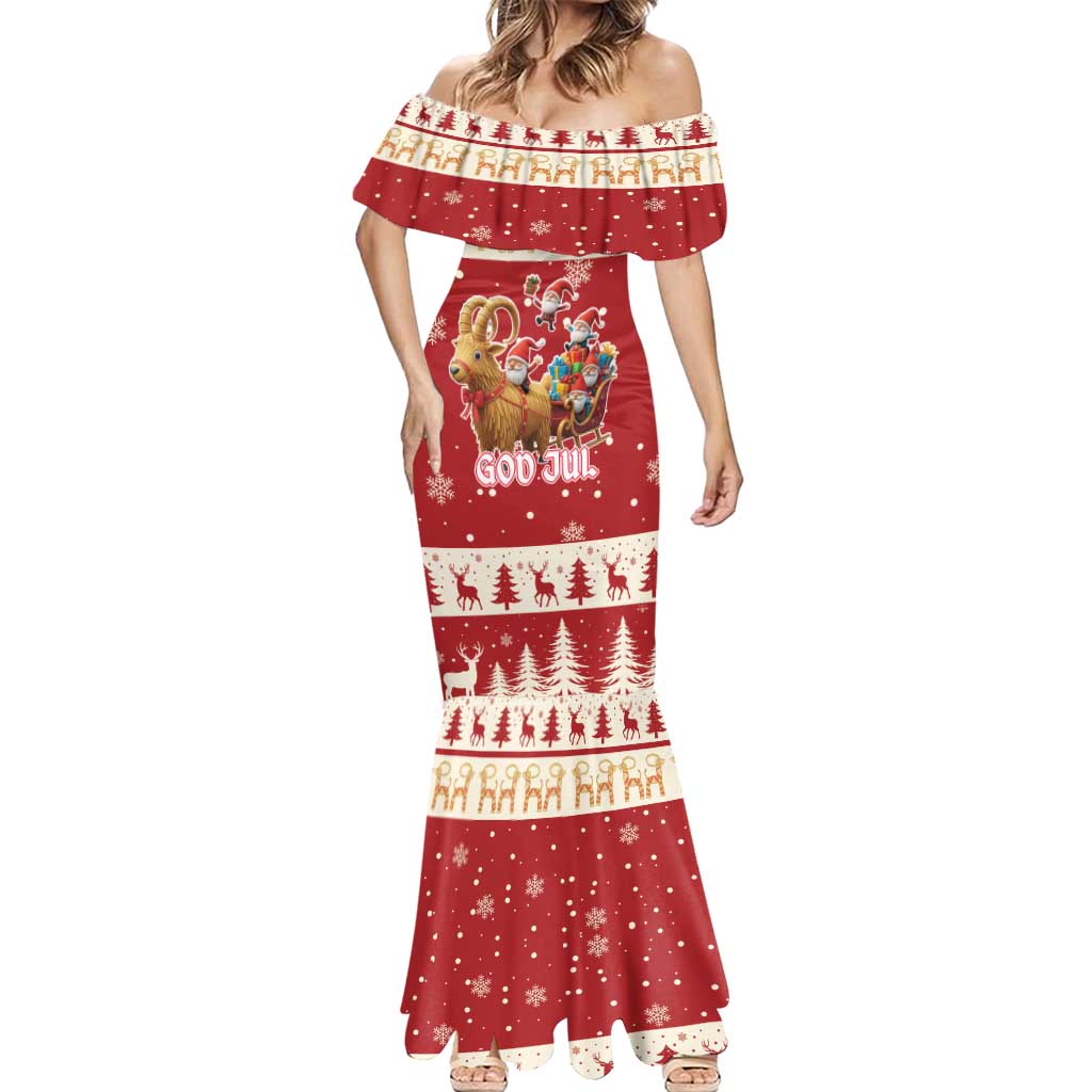 Sweden Christmas Mermaid Dress God Jul Nordic Julbock - Wonder Print Shop