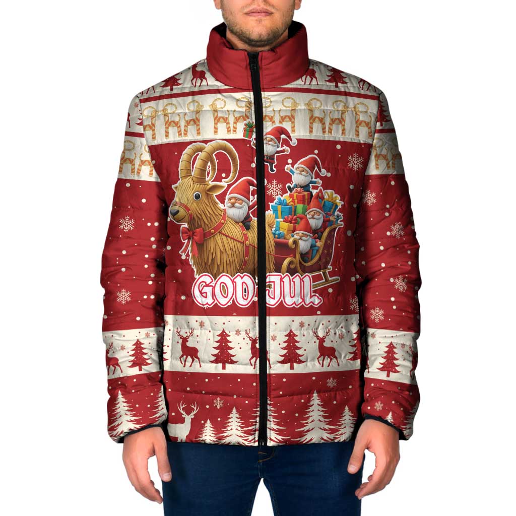 Sweden Christmas Padded Jacket God Jul Nordic Julbock - Wonder Print Shop
