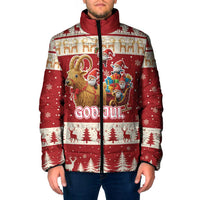 Sweden Christmas Padded Jacket God Jul Nordic Julbock - Wonder Print Shop