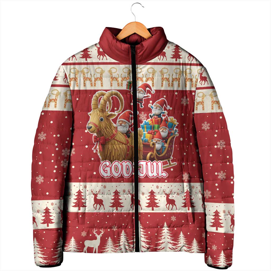 Sweden Christmas Padded Jacket God Jul Nordic Julbock - Wonder Print Shop