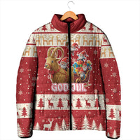 Sweden Christmas Padded Jacket God Jul Nordic Julbock - Wonder Print Shop