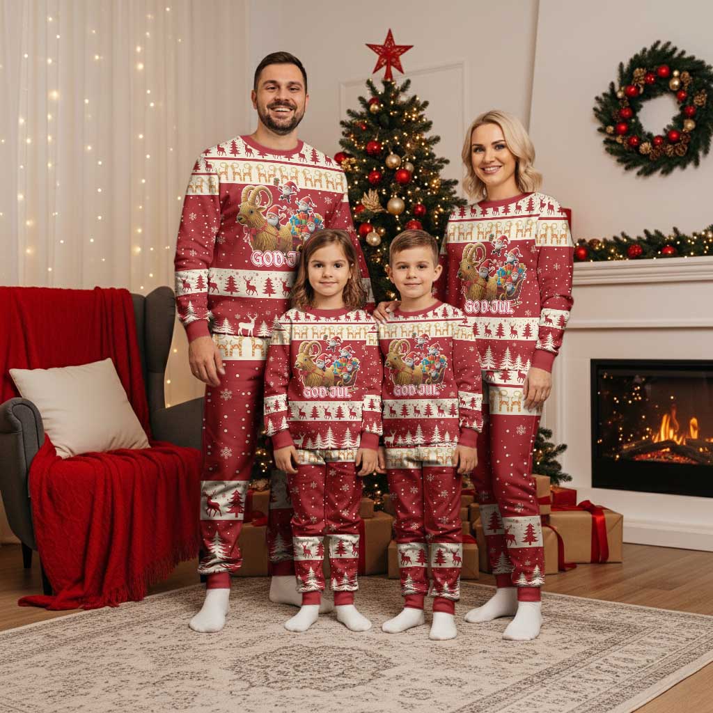 Sweden Christmas Pajama Set God Jul Nordic Julbock - Wonder Print Shop