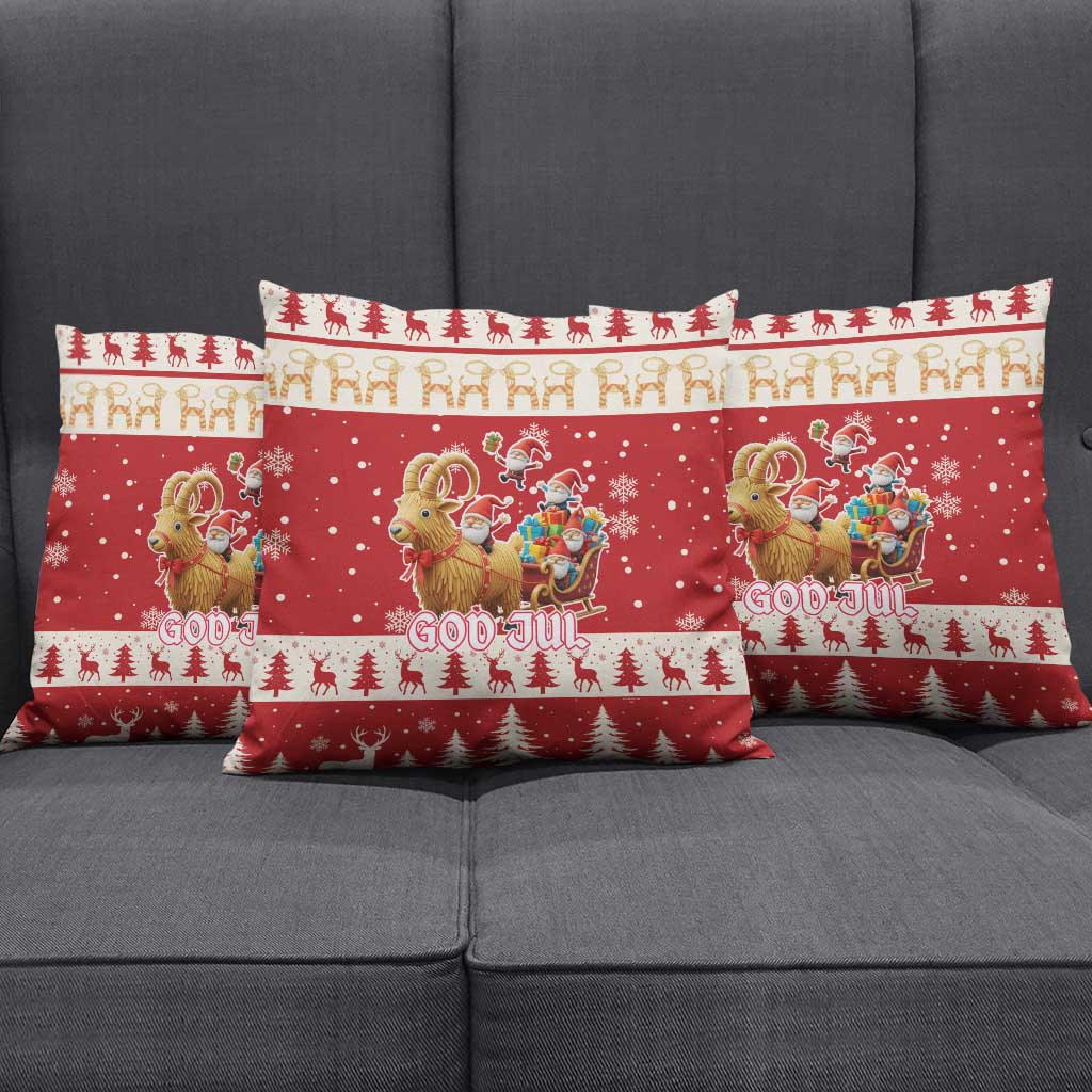 Sweden Christmas Pillow Cover God Jul Nordic Julbock - Wonder Print Shop