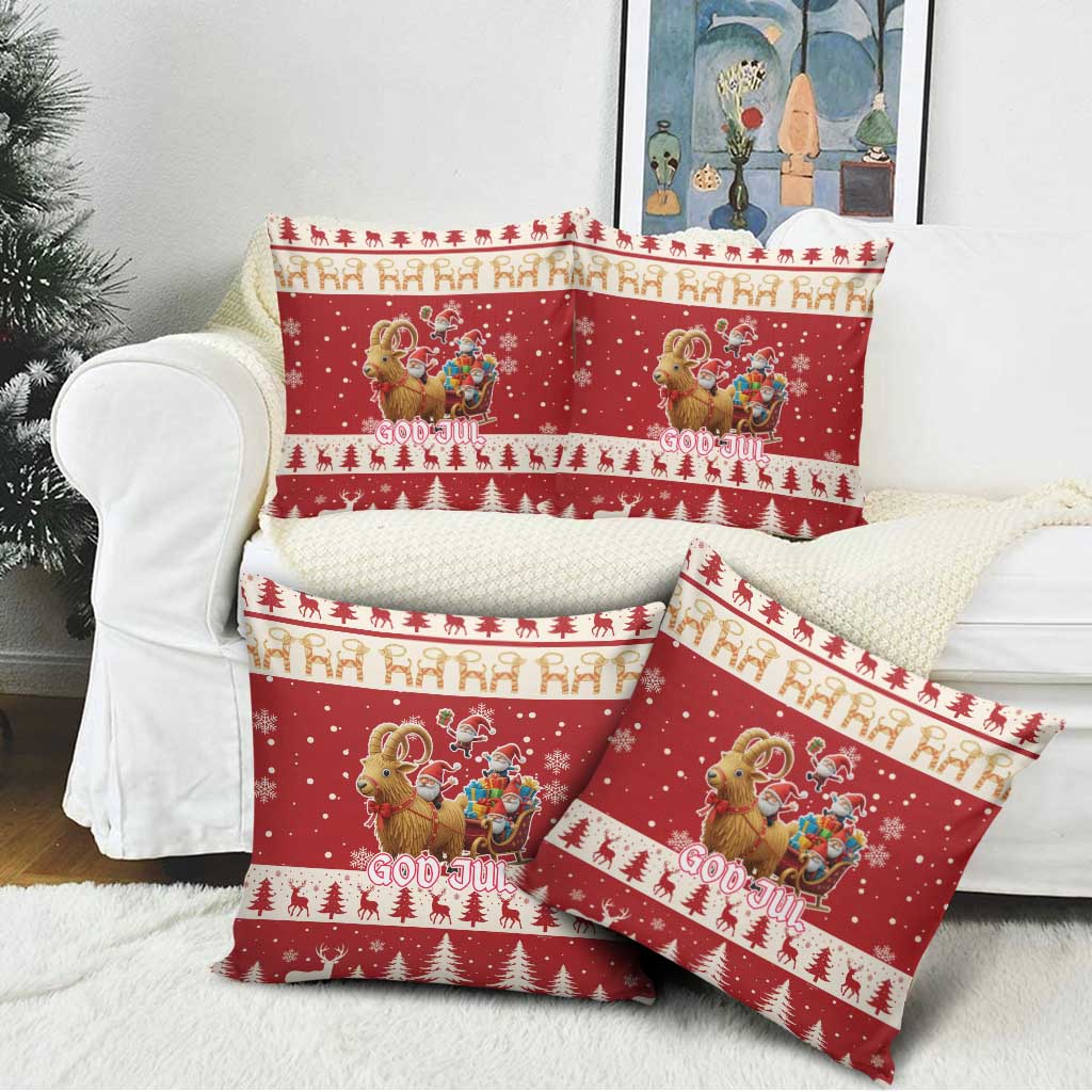 Sweden Christmas Pillow Cover God Jul Nordic Julbock - Wonder Print Shop