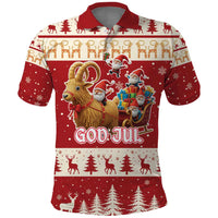 Sweden Christmas Polo Shirt God Jul Nordic Julbock - Wonder Print Shop