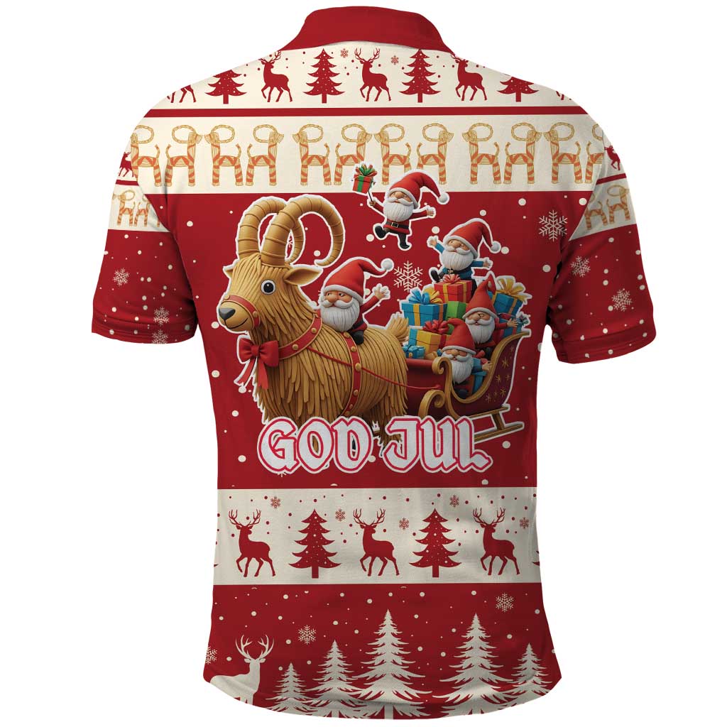 Sweden Christmas Polo Shirt God Jul Nordic Julbock - Wonder Print Shop