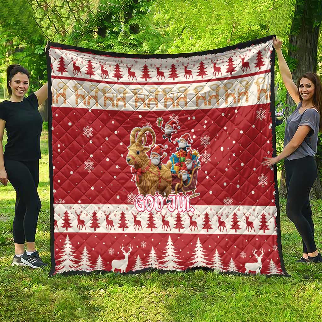 Sweden Christmas Quilt God Jul Nordic Julbock - Wonder Print Shop
