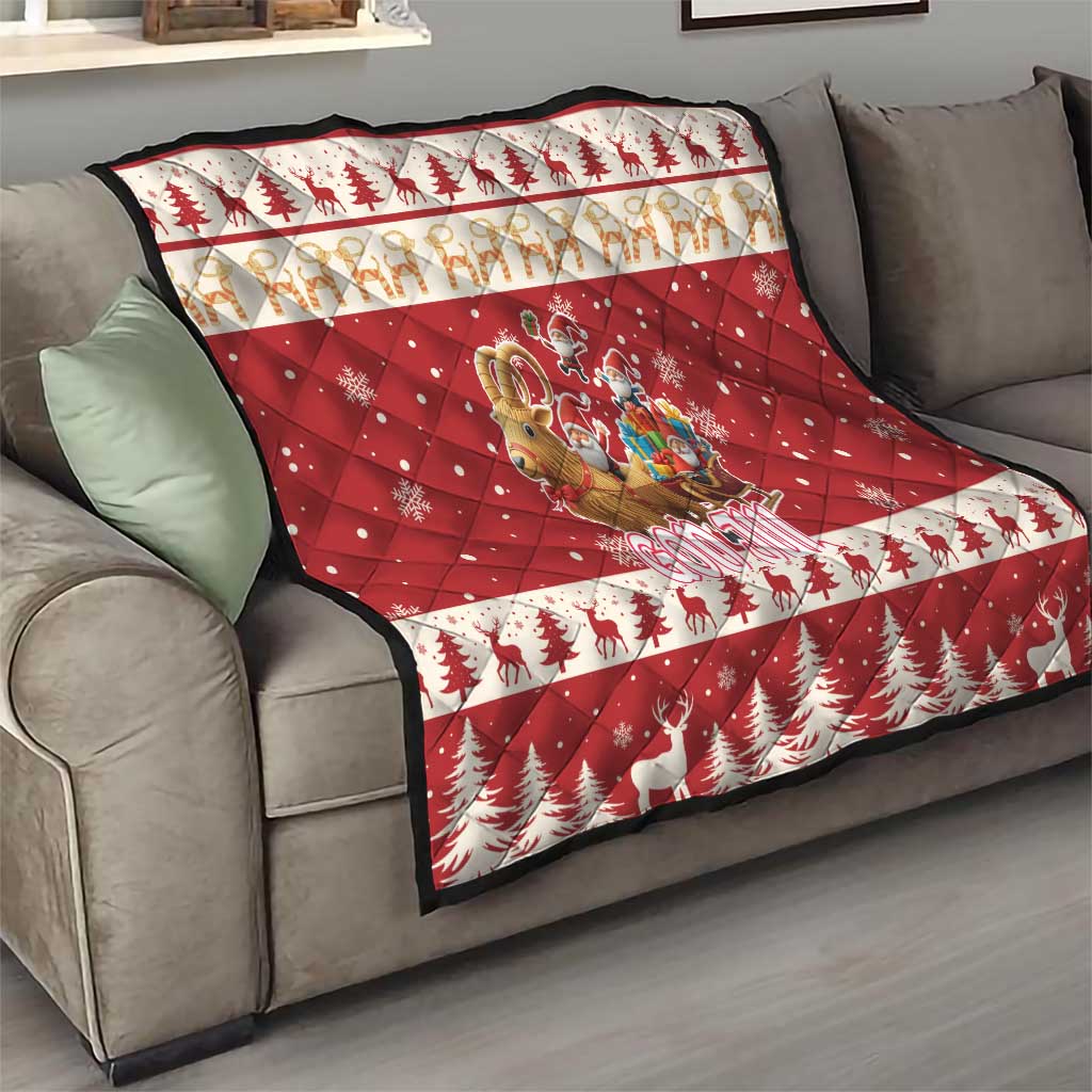 Sweden Christmas Quilt God Jul Nordic Julbock - Wonder Print Shop