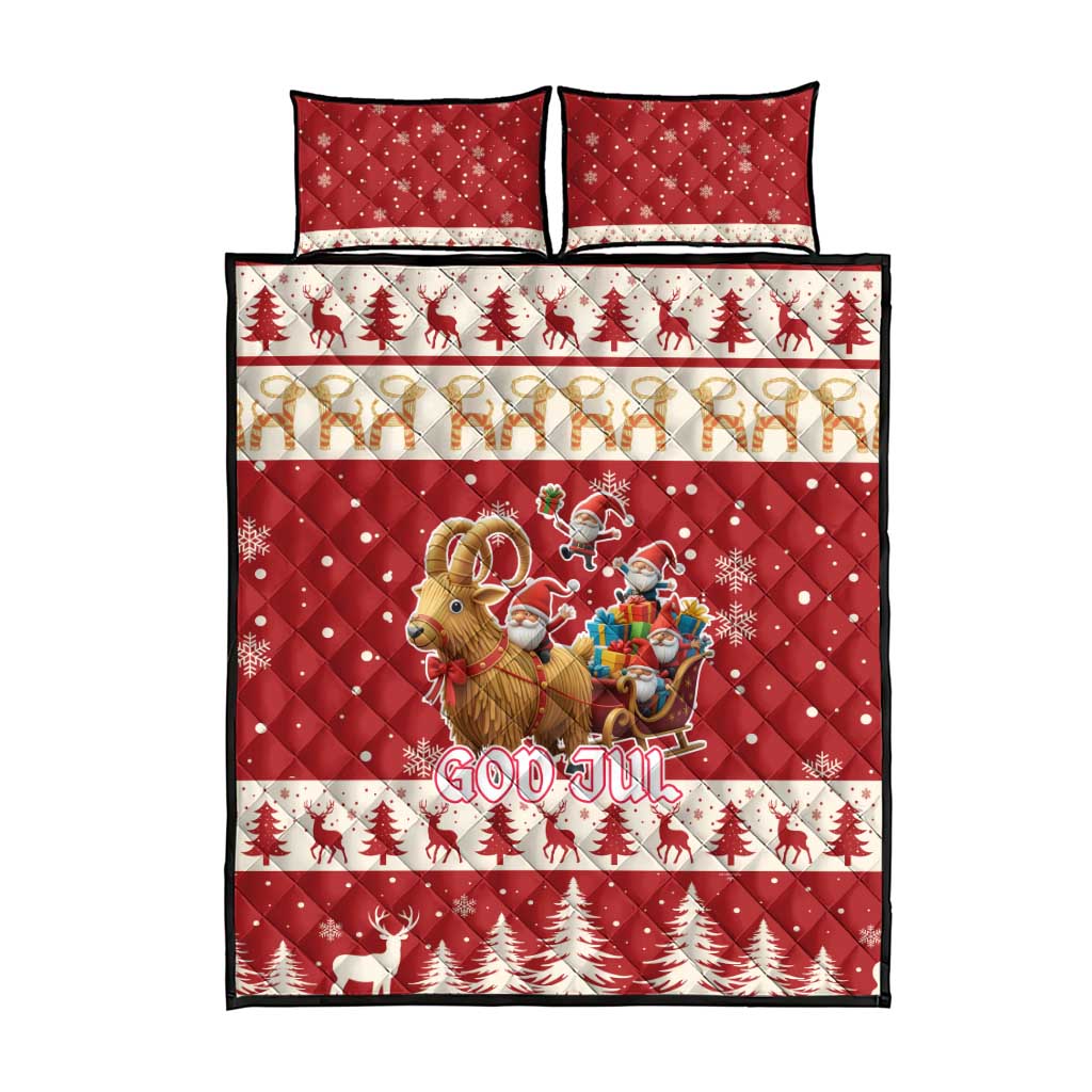 Sweden Christmas Quilt Bed Set God Jul Nordic Julbock - Wonder Print Shop