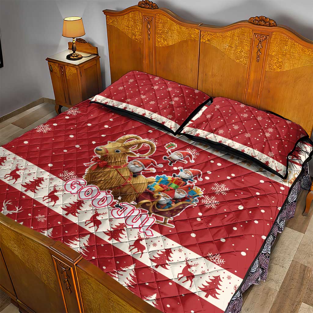 Sweden Christmas Quilt Bed Set God Jul Nordic Julbock - Wonder Print Shop