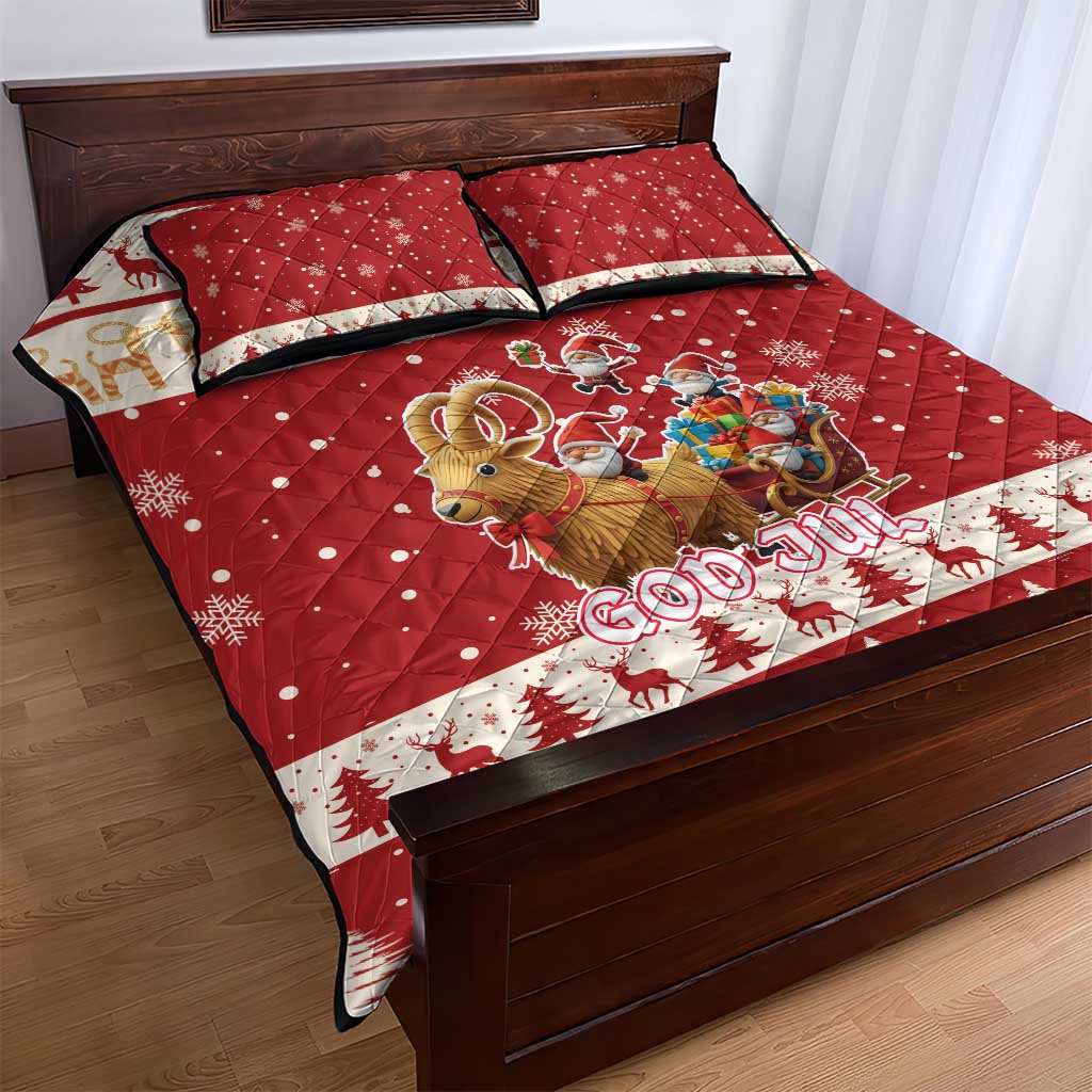 Sweden Christmas Quilt Bed Set God Jul Nordic Julbock - Wonder Print Shop