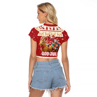 Sweden Christmas Raglan Cropped T Shirt God Jul Nordic Julbock - Wonder Print Shop