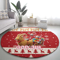 Sweden Christmas Round Carpet God Jul Nordic Julbock - Wonder Print Shop