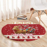 Sweden Christmas Round Carpet God Jul Nordic Julbock - Wonder Print Shop