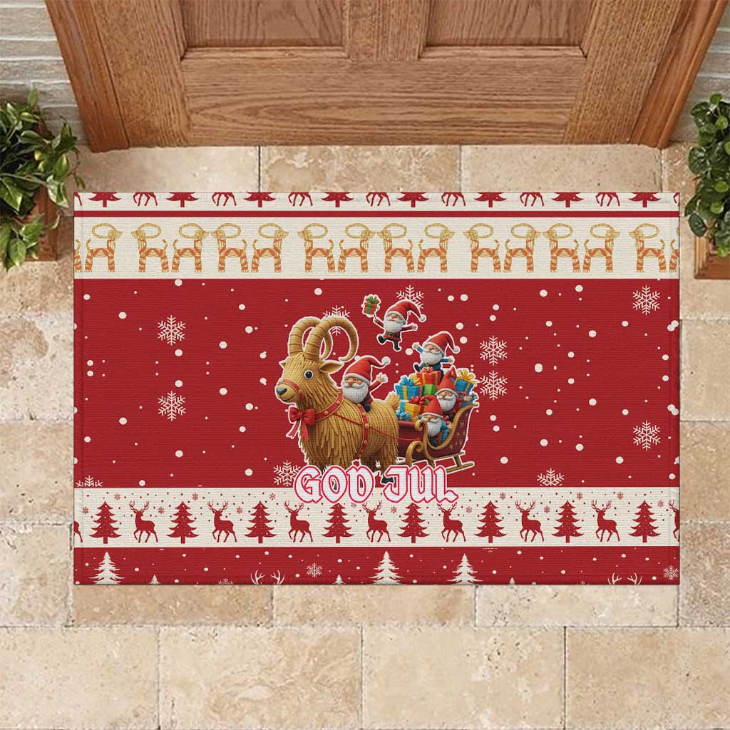 Sweden Christmas Rubber Doormat God Jul Nordic Julbock - Wonder Print Shop