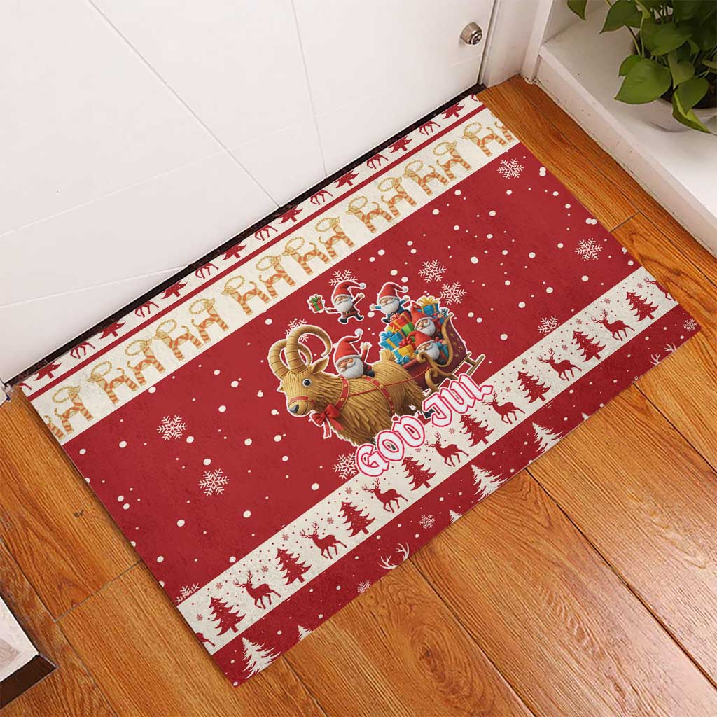 Sweden Christmas Rubber Doormat God Jul Nordic Julbock - Wonder Print Shop