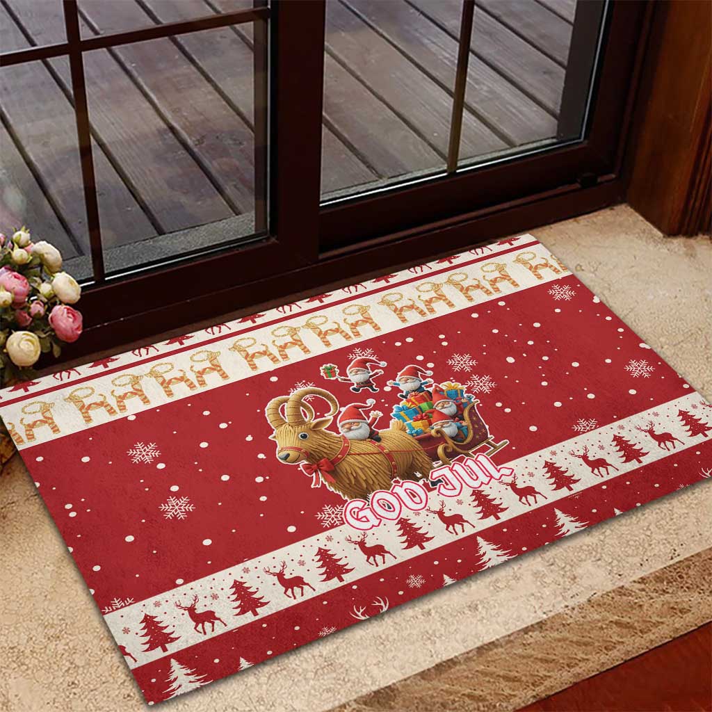 Sweden Christmas Rubber Doormat God Jul Nordic Julbock - Wonder Print Shop