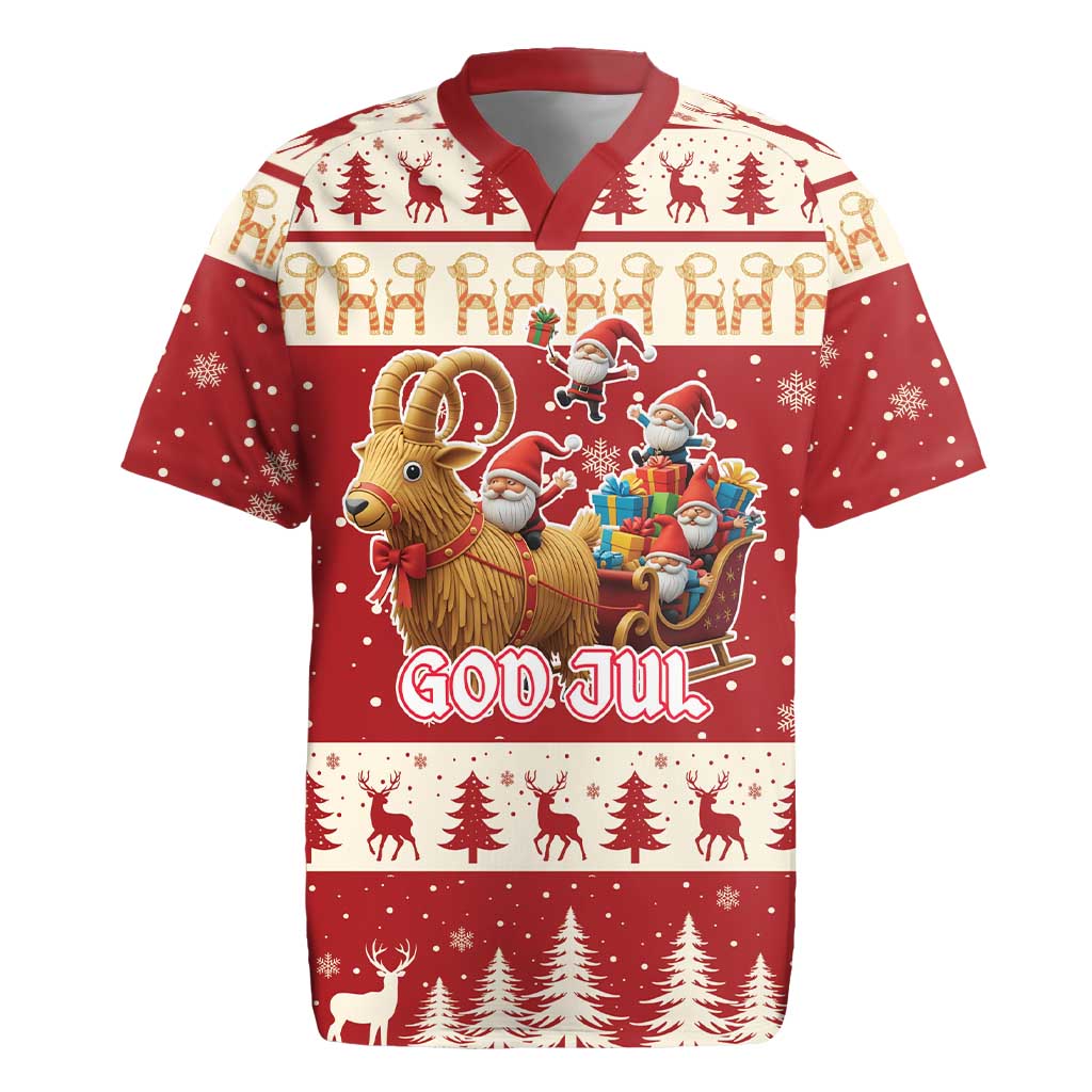 Sweden Christmas Rugby Jersey God Jul Nordic Julbock - Wonder Print Shop