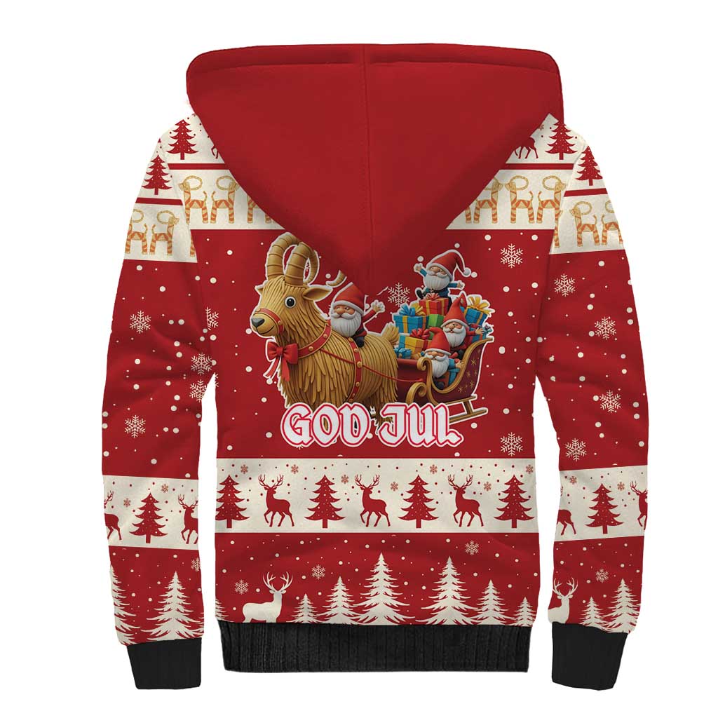 Sweden Christmas Sherpa Hoodie God Jul Nordic Julbock - Wonder Print Shop