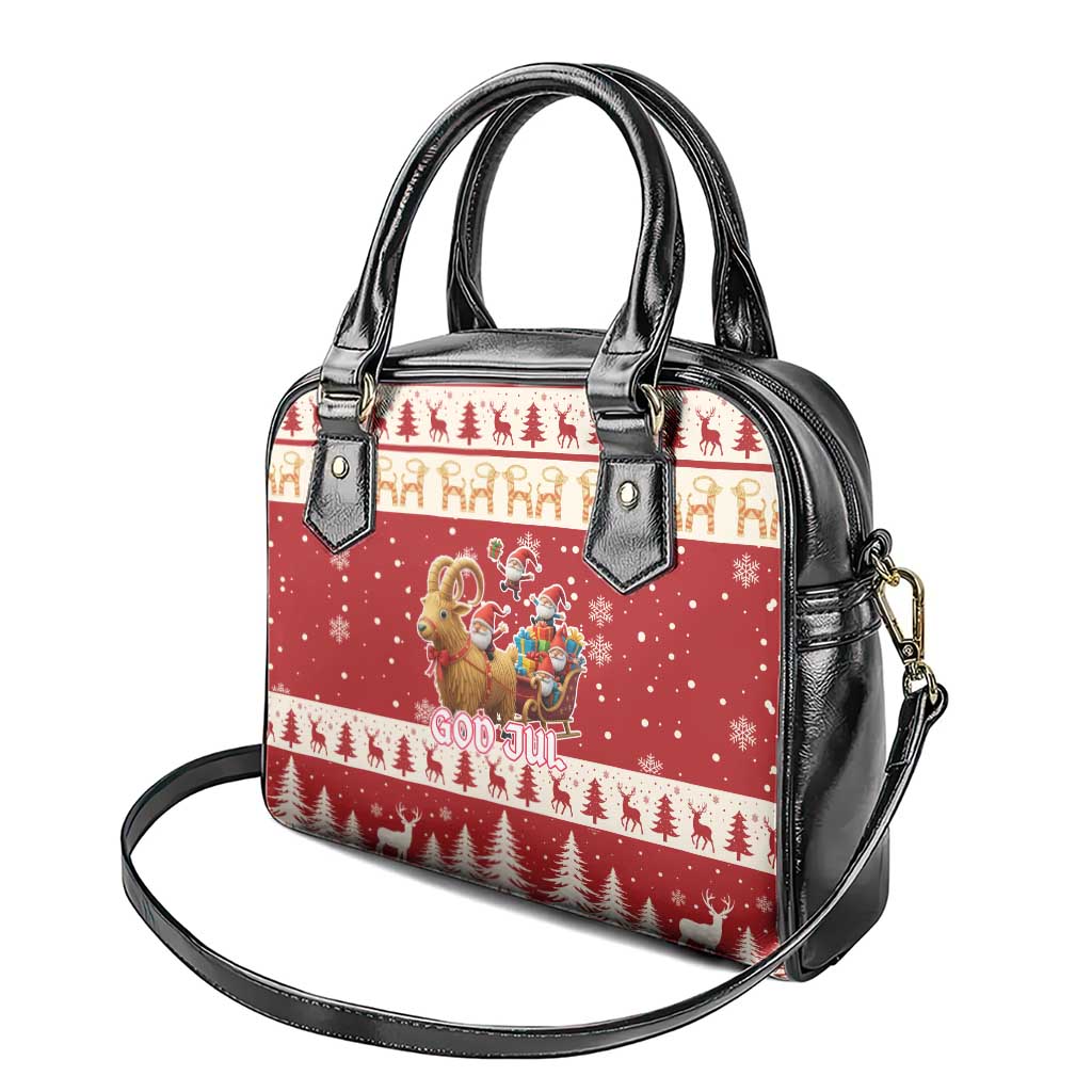 Sweden Christmas Shoulder Handbag God Jul Nordic Julbock - Wonder Print Shop