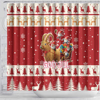 Sweden Christmas Shower Curtain God Jul Nordic Julbock - Wonder Print Shop