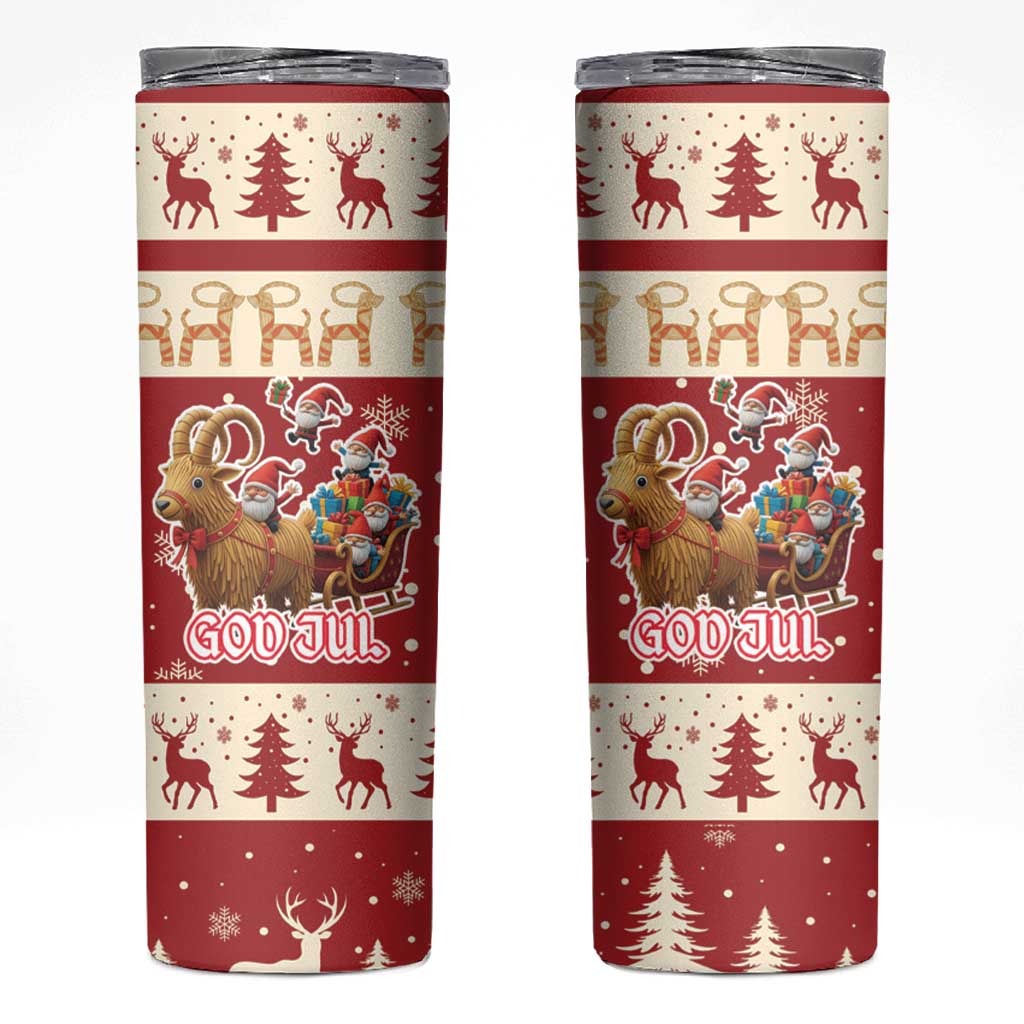 Sweden Christmas Skinny Tumbler God Jul Nordic Julbock - Wonder Print Shop
