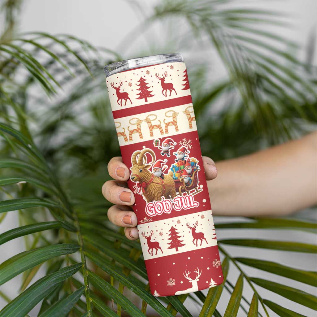 Sweden Christmas Skinny Tumbler God Jul Nordic Julbock - Wonder Print Shop