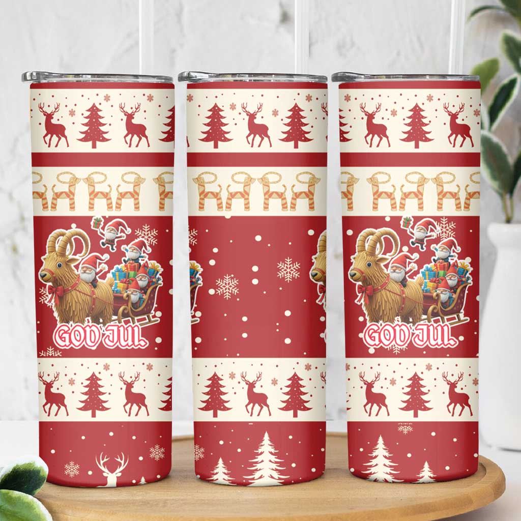 Sweden Christmas Skinny Tumbler God Jul Nordic Julbock - Wonder Print Shop