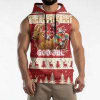 Sweden Christmas Sleeveless Hoodie God Jul Nordic Julbock - Wonder Print Shop