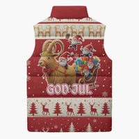 Sweden Christmas Sleeveless Puffer Jacket God Jul Nordic Julbock - Wonder Print Shop