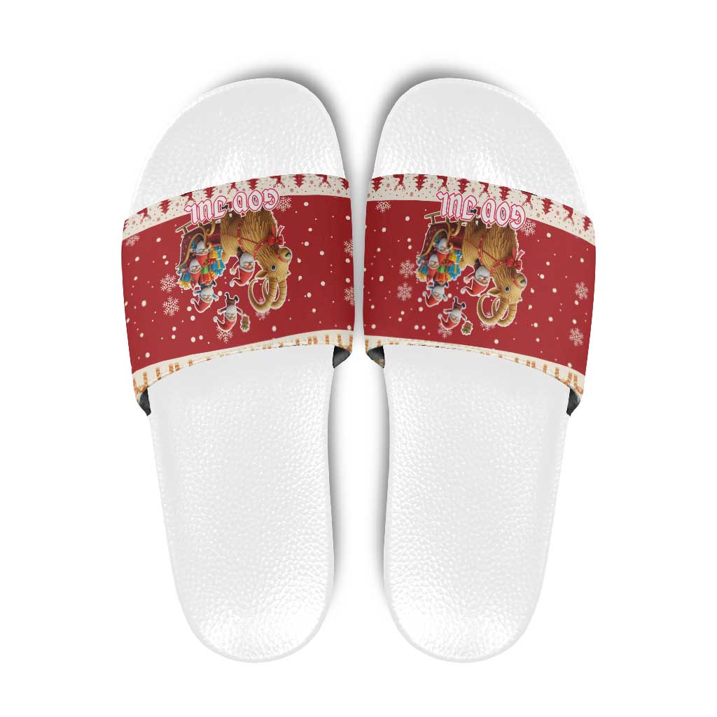 Sweden Christmas Slide Sandals God Jul Nordic Julbock - Wonder Print Shop