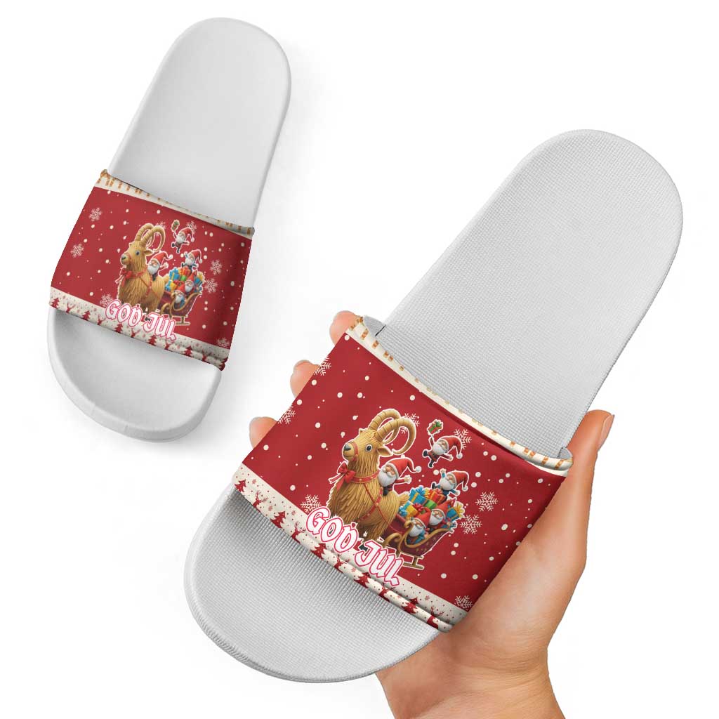 Sweden Christmas Slide Sandals God Jul Nordic Julbock - Wonder Print Shop
