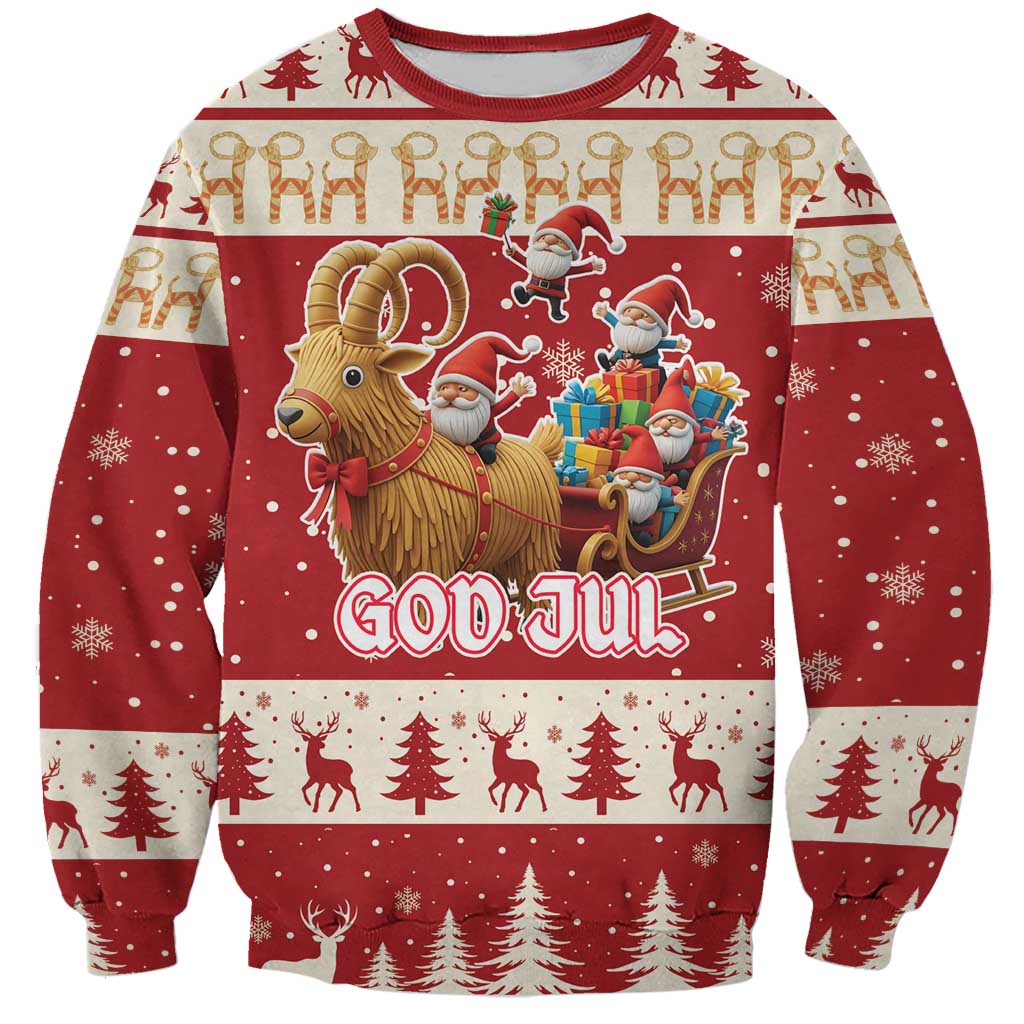 Sweden Christmas Sweatshirt God Jul Nordic Julbock - Wonder Print Shop
