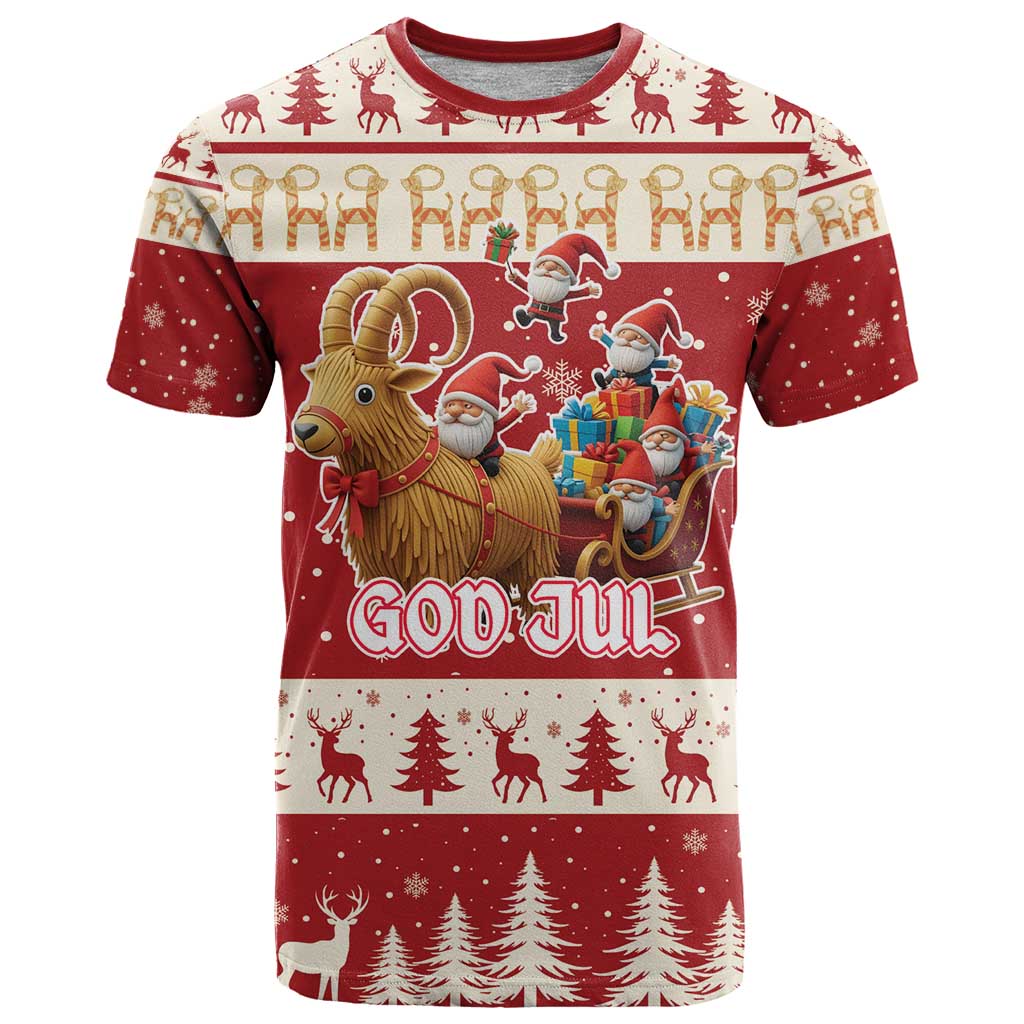 Sweden Christmas T Shirt God Jul Nordic Julbock - Wonder Print Shop