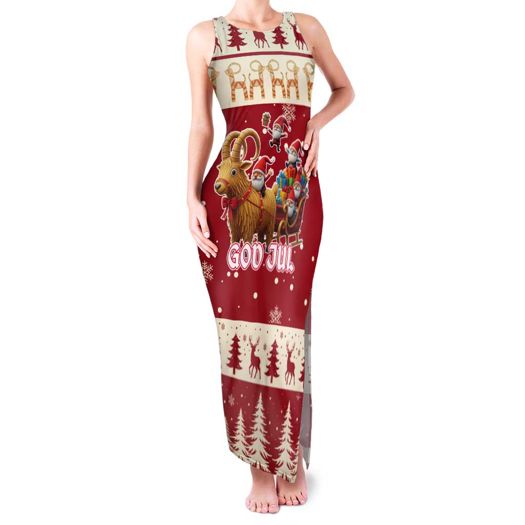 Sweden Christmas Tank Maxi Dress God Jul Nordic Julbock - Wonder Print Shop