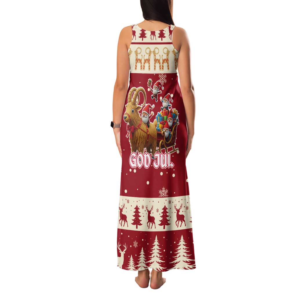 Sweden Christmas Tank Maxi Dress God Jul Nordic Julbock - Wonder Print Shop