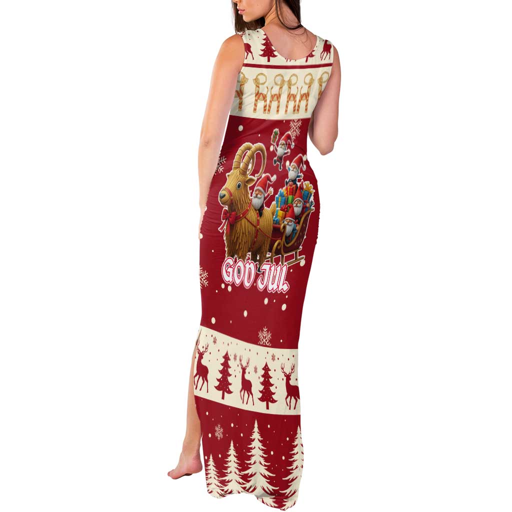 Sweden Christmas Tank Maxi Dress God Jul Nordic Julbock - Wonder Print Shop