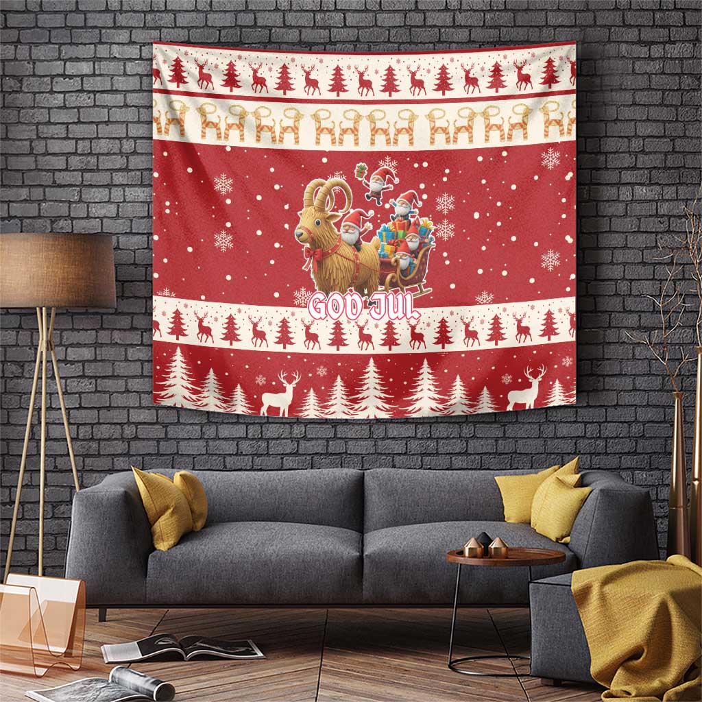 Sweden Christmas Tapestry God Jul Nordic Julbock - Wonder Print Shop