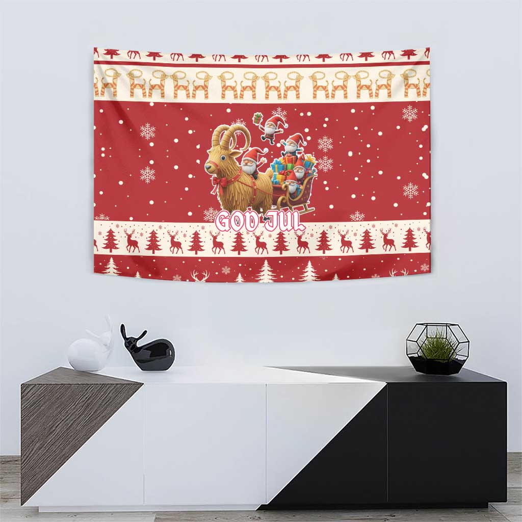 Sweden Christmas Tapestry God Jul Nordic Julbock - Wonder Print Shop