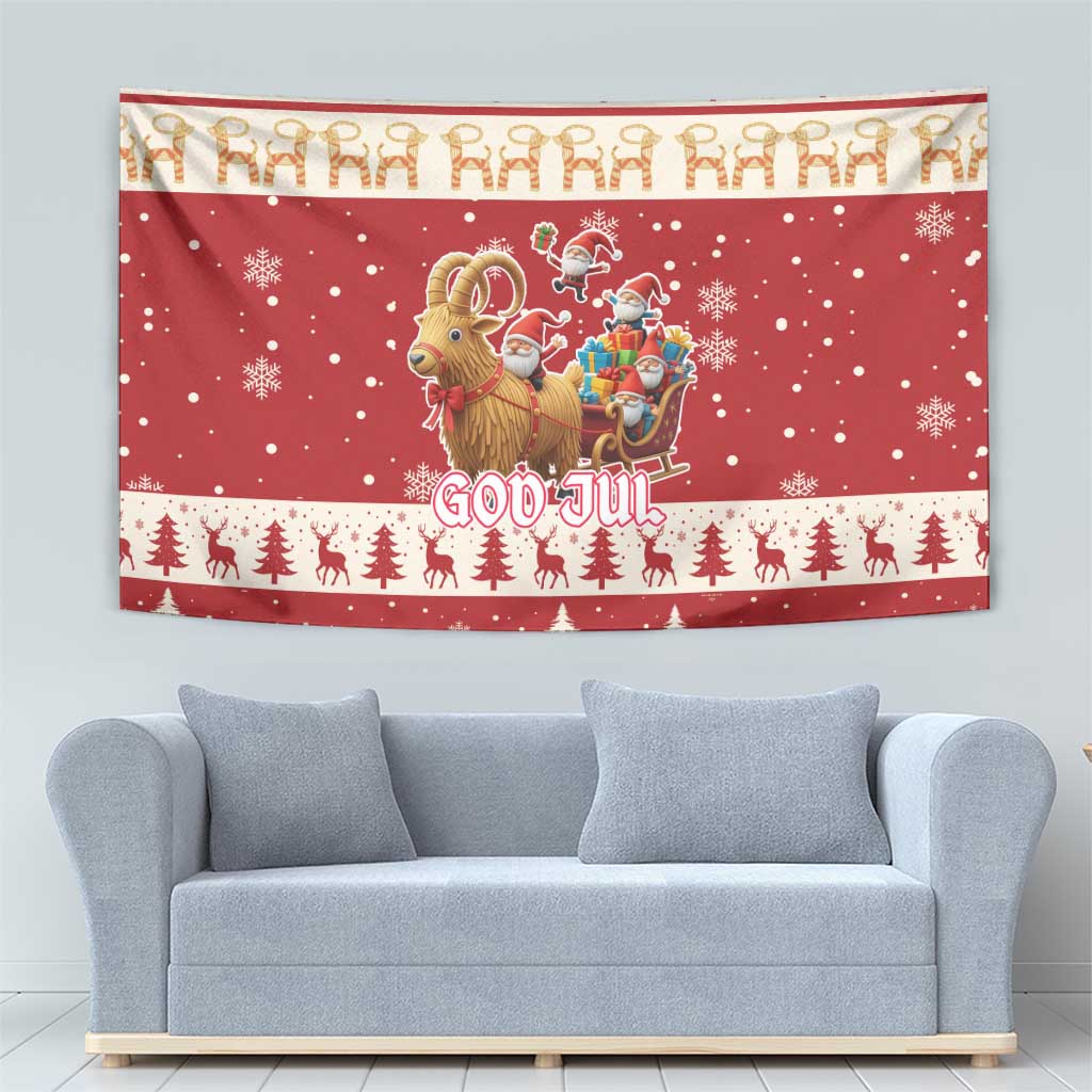 Sweden Christmas Tapestry God Jul Nordic Julbock - Wonder Print Shop