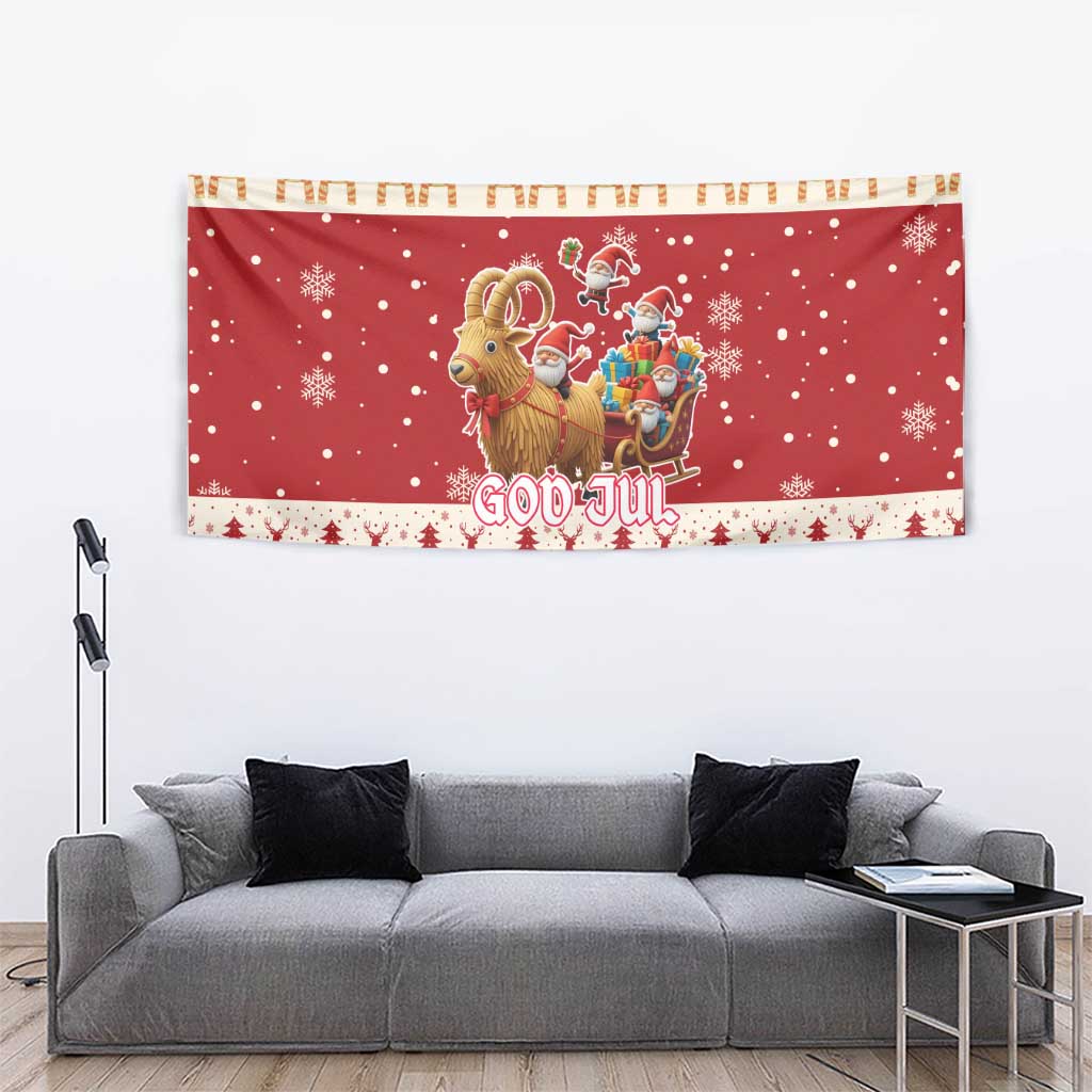 Sweden Christmas Tapestry God Jul Nordic Julbock - Wonder Print Shop