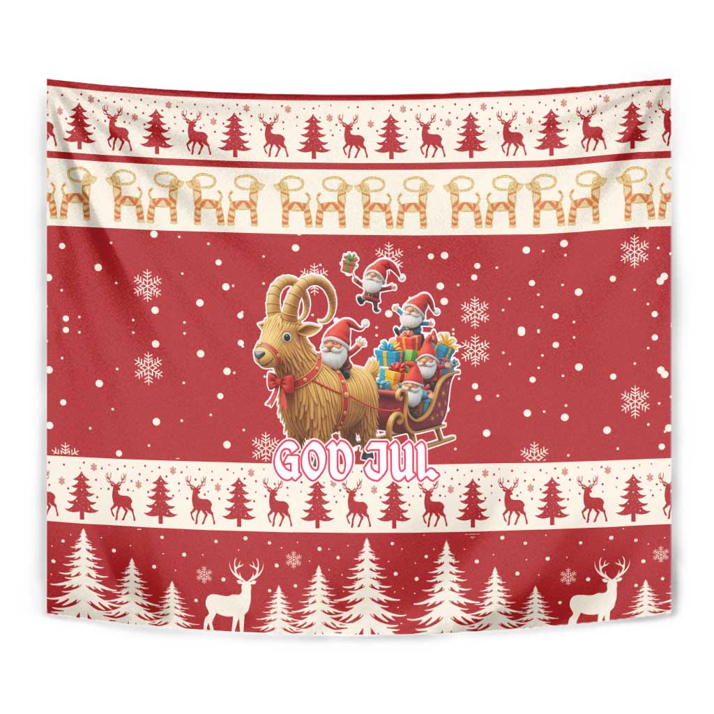 Sweden Christmas Tapestry God Jul Nordic Julbock - Wonder Print Shop